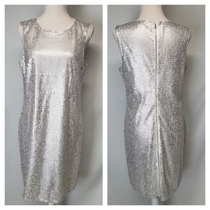 Calvin Klein silver sequins zipper back dress sz 8